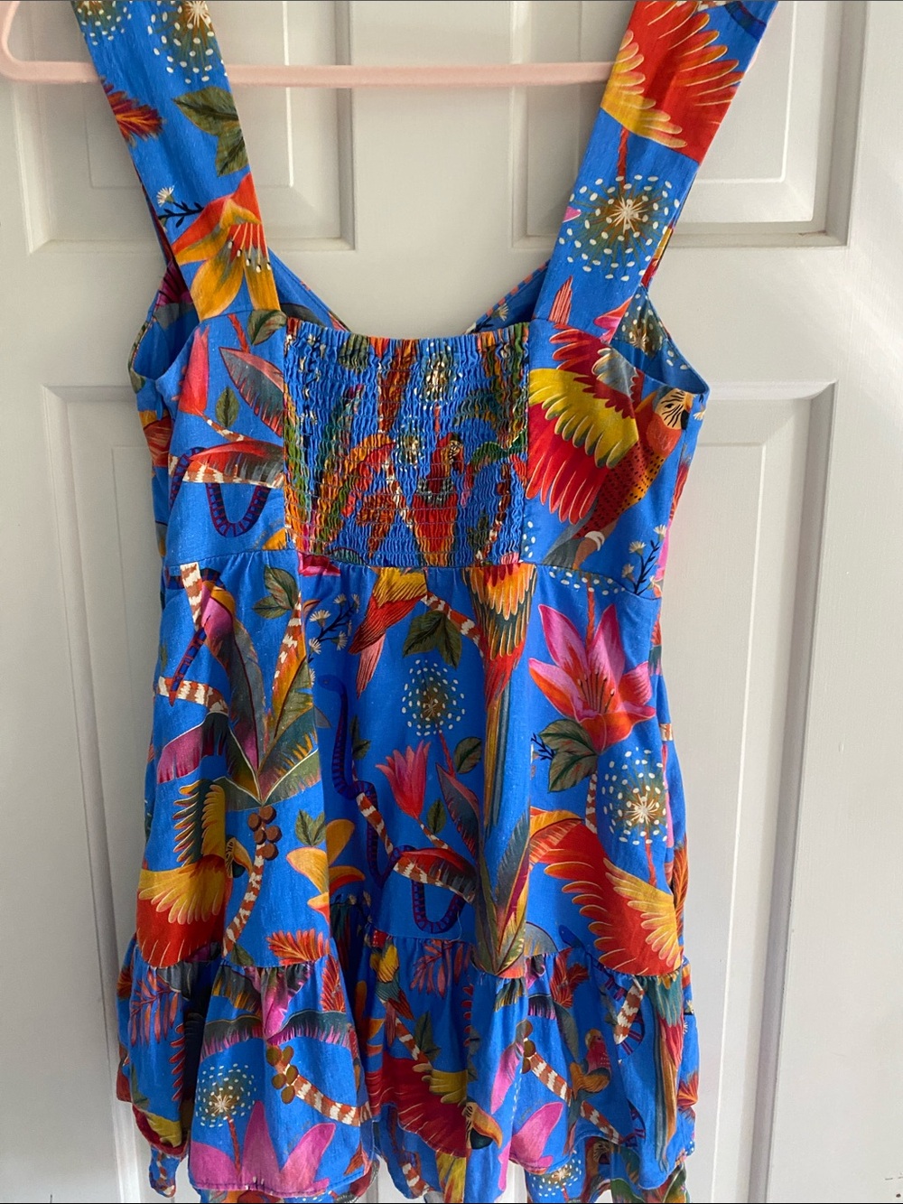 FARM Rio Blue macaw Print party Mini Dress - Picture 6 of 9